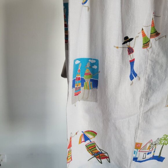 Marc Ware Hot Cotton Vintage Beach Graphic Print Linen Capri Pant (Size: 1X) - Picture 11 of 15